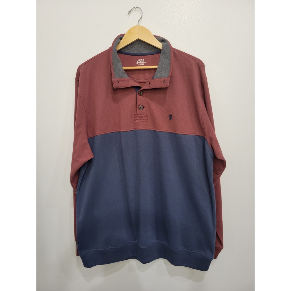 IZOD Saltwater Relaxed Classics Men's XL Colorblock Long Sleeve Preppy Pullover